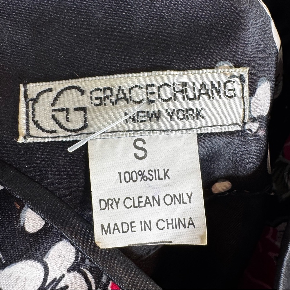 Grace Chang Silk Jacket Black Floral Size S - Picture 8 of 9